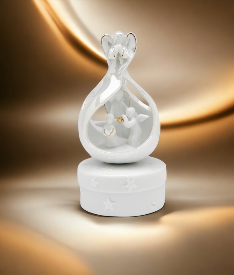 Ceramic Hearald Angel Sing Music Box, Home D&#xE9;cor, Religious D&#xE9;cor, Religious Gift, Church D&#xE9;cor, Baptism Gift