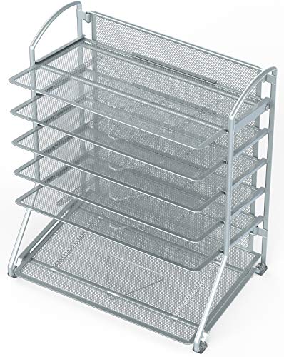 SimpleHouseware 6 Trays Desktop Document Letter Tray Organizer, Silver