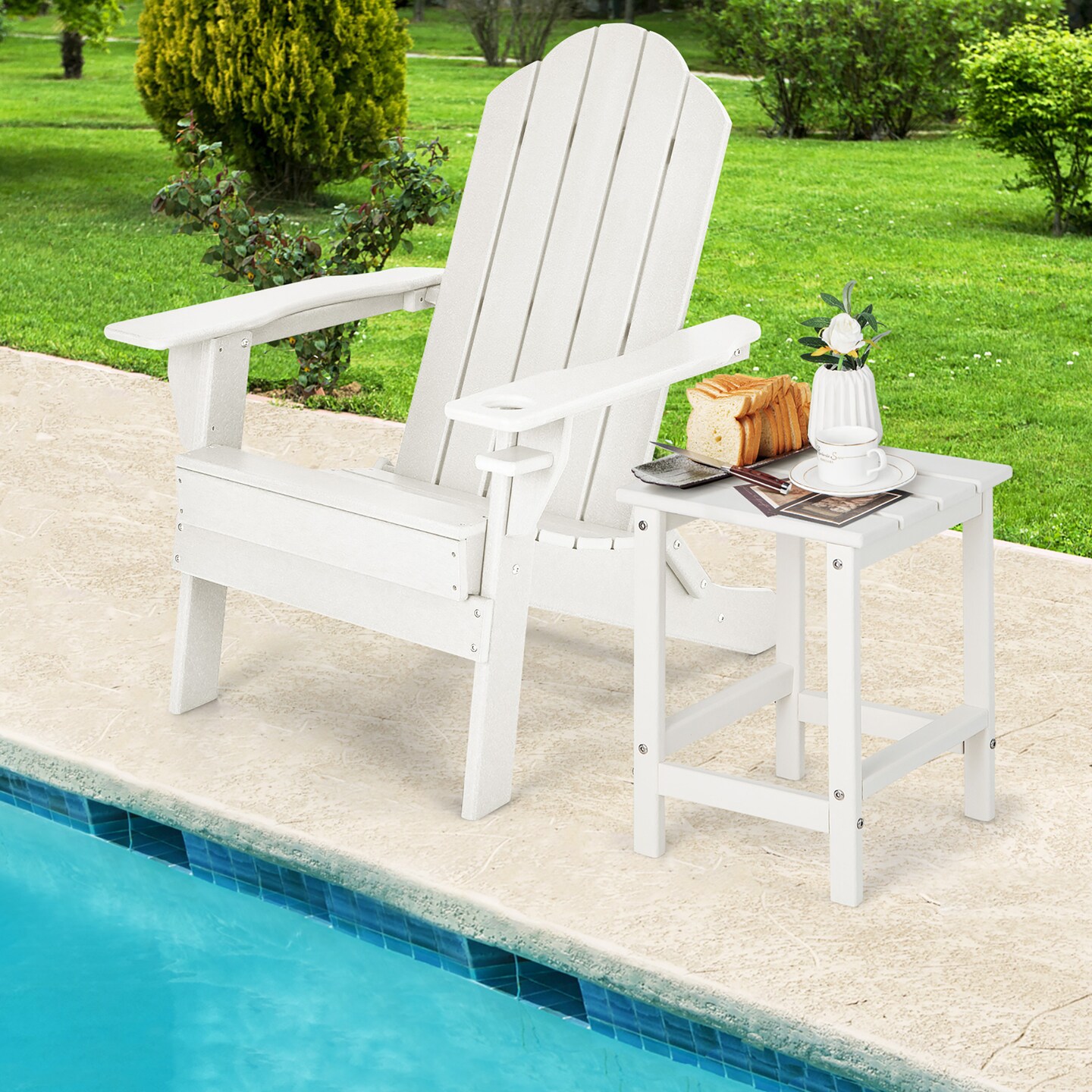 Costway 14&#x27;&#x27; Patio Adirondack Side End Table HDPE Square Weather Resistant Garden Black/Brown/Grey/White