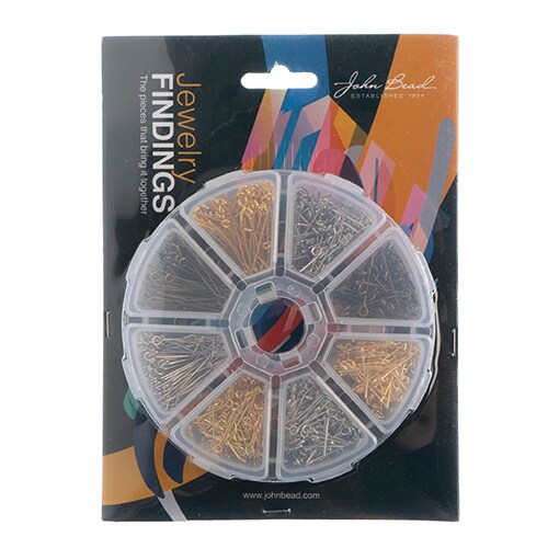 John Bead 8-Slot Eye Pins Jewelry Findings Kit Assortment, 1000pcs