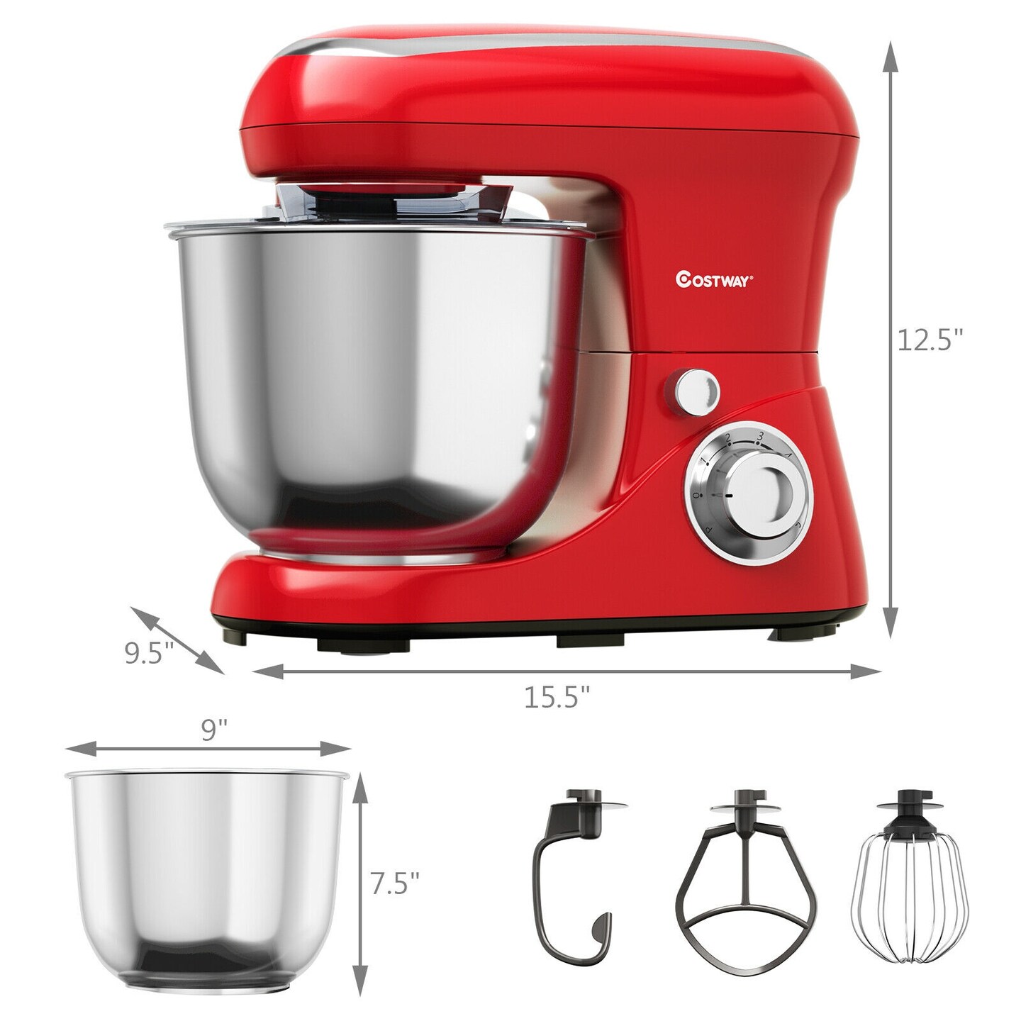 Stand Kitchen Food Mixer 6 Speed with Dough Hook Beater