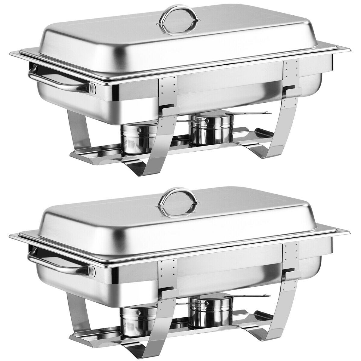 2 Packs Stainless Steel Full-Size Chafing Dish with Water Pan