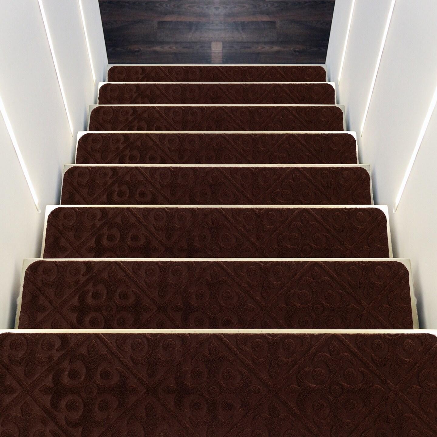 Polyester Non-Slip Stair Treads Set of 15 with Waterproof Surface and Easy Installation