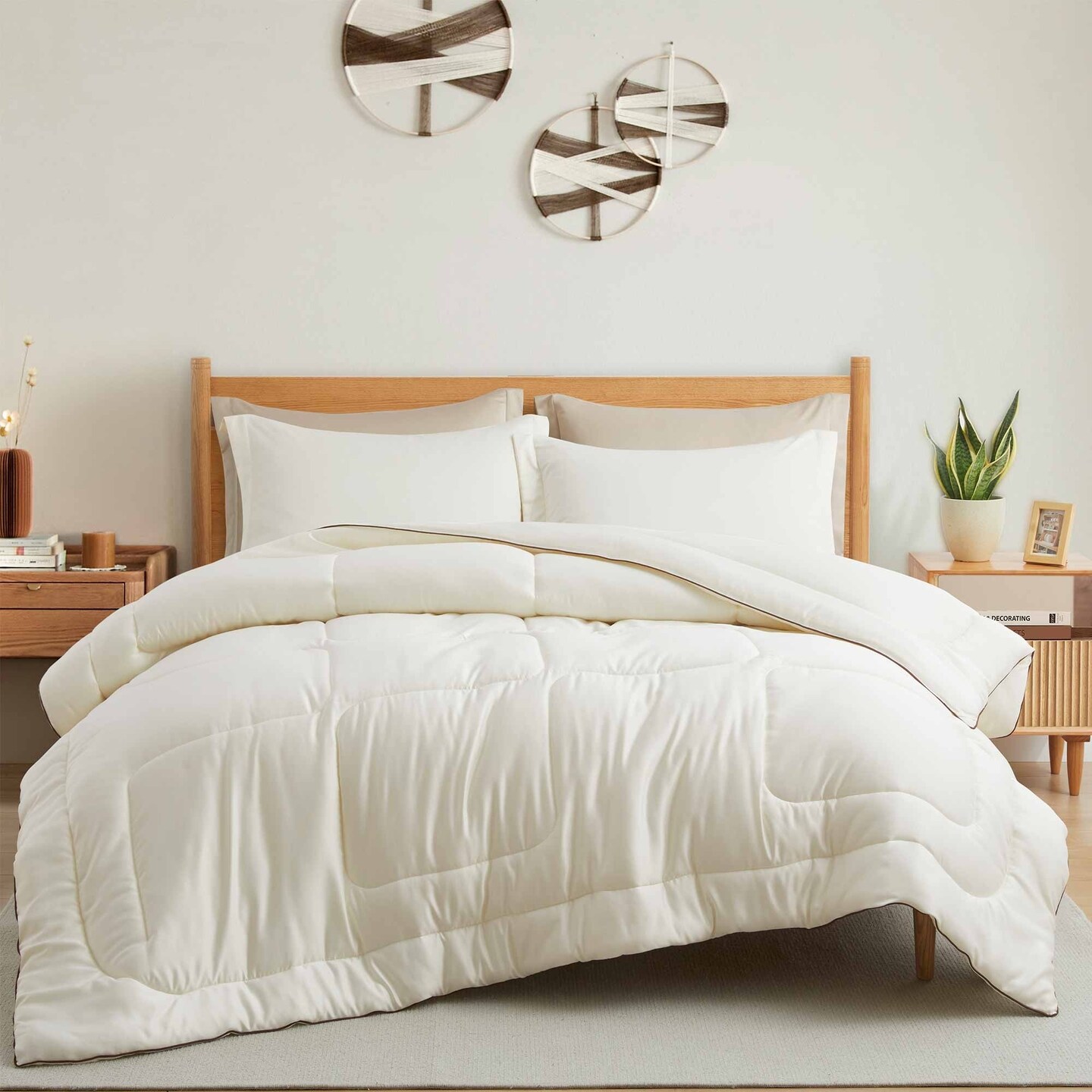 Peace Nest All Season Satin Down Alternative Comforter Set with Pillow Shams