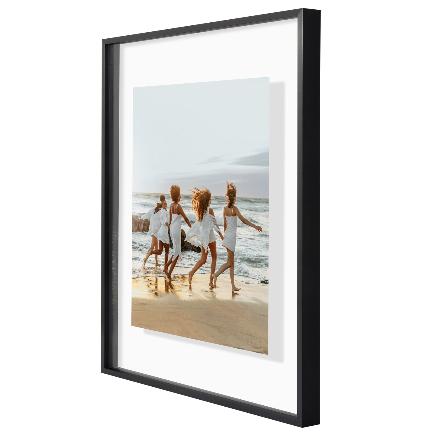 Americanflat Floating Aluminum Picture Frame - Sleek Aluminum Photo Frame for Wall Display - Black Metal Molded Frame - Shatter Resistant Glass - Hanging Hardware