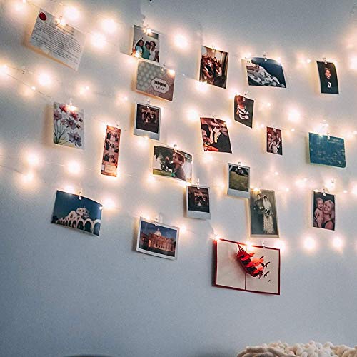 17Ft - 50 LED Photo Clip  Fairy String Lights with 50 Clear Clips for Hanging Pictures, Photo String Lights with Clips - Perfect Dorm Bedroom Wall Decor Wedding Decorations