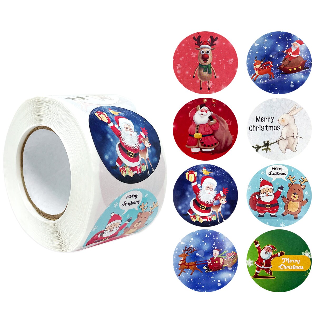 Wrapables Christmas Stickers Label Roll, Holiday Stickers for Sealing  Cards, Envelopes, Gift Boxes, Festive Party Favors (500 pcs)