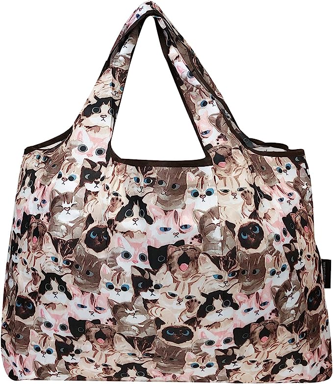 Wrapables Large Foldable Tote Nylon Reusable Grocery Bag, 3 Pack