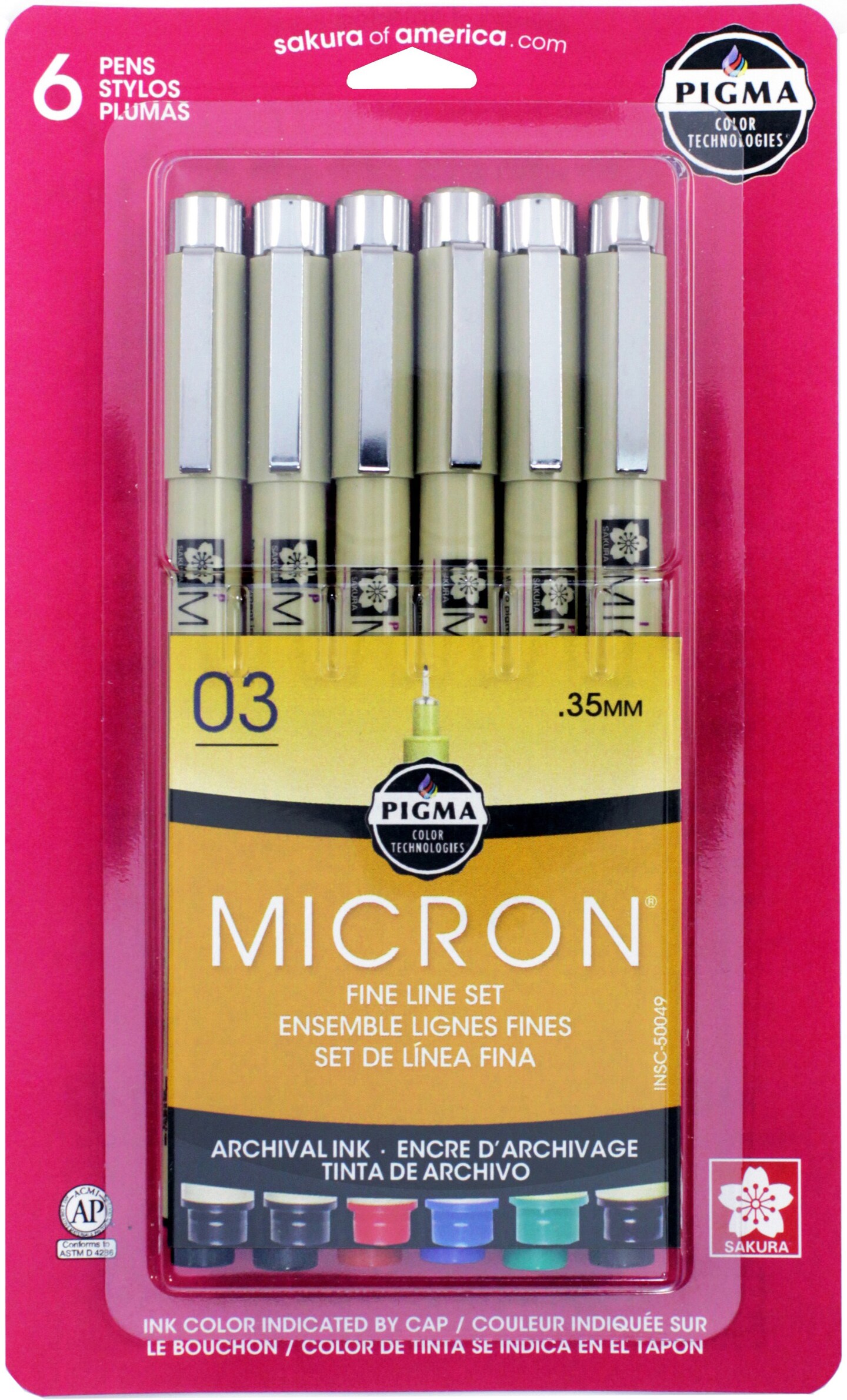 Pigma Micron Pens 03 .35mm 6/Pkg