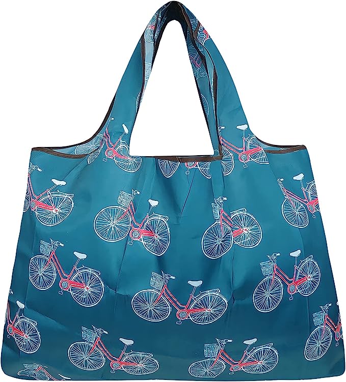 Wrapables Large Foldable Tote Nylon Reusable Grocery Bags, 5 Pack