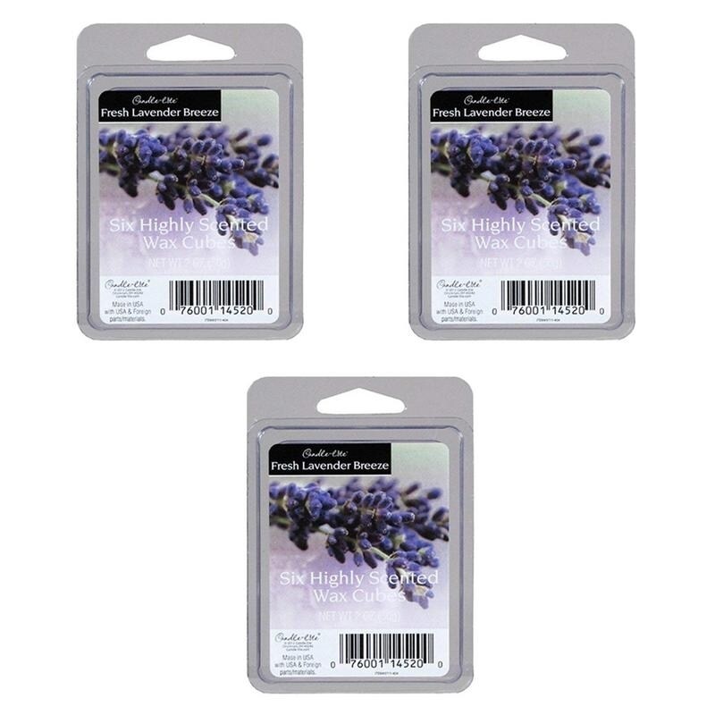 Candle-Lite Six Highly Scented Wax Cubes- Fresh Lavender Breeze (Pack of 3)