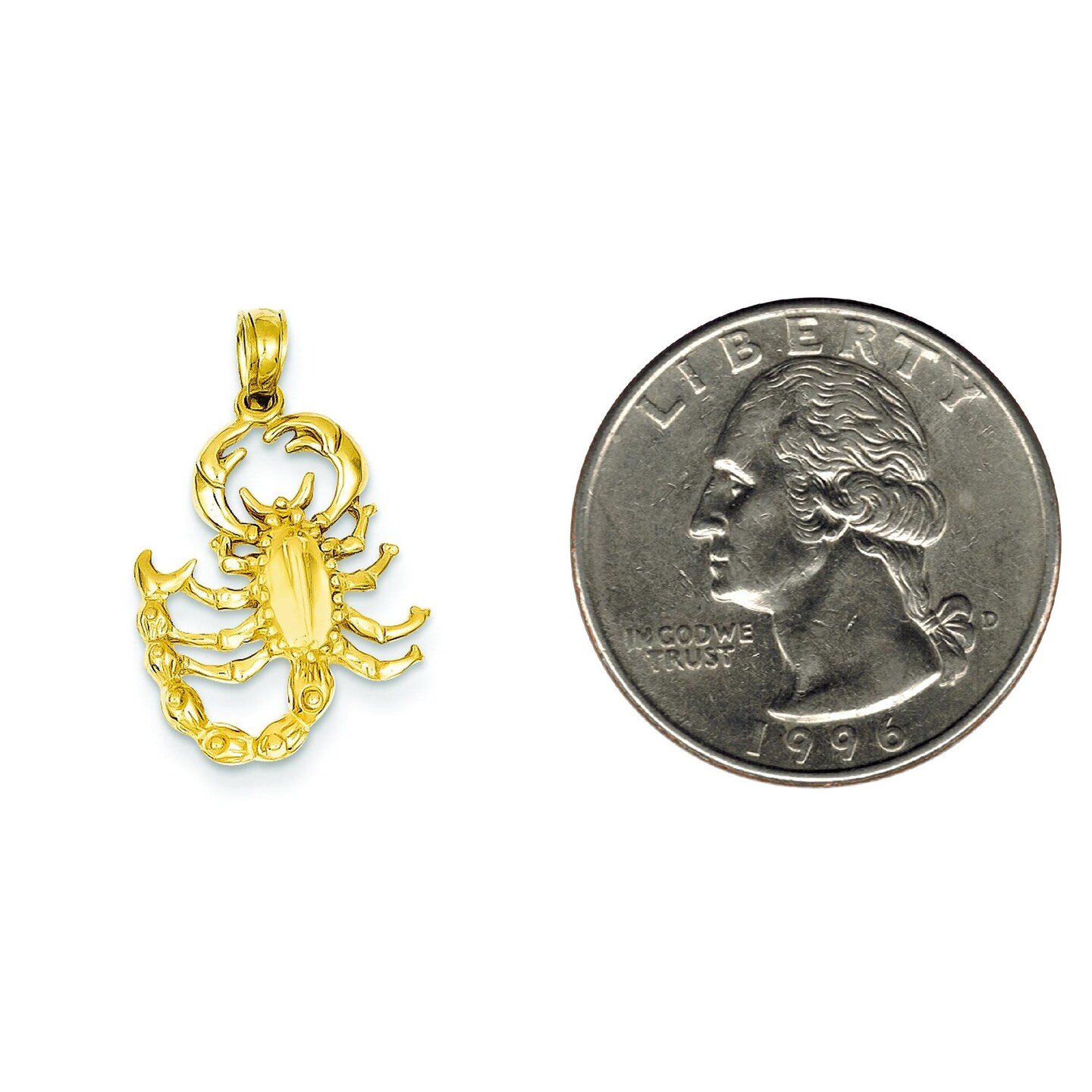 14K Yellow Gold Scorpion Charm Scorpio Zodiac Pendant Jewerly 24.5mm x 15.5mm