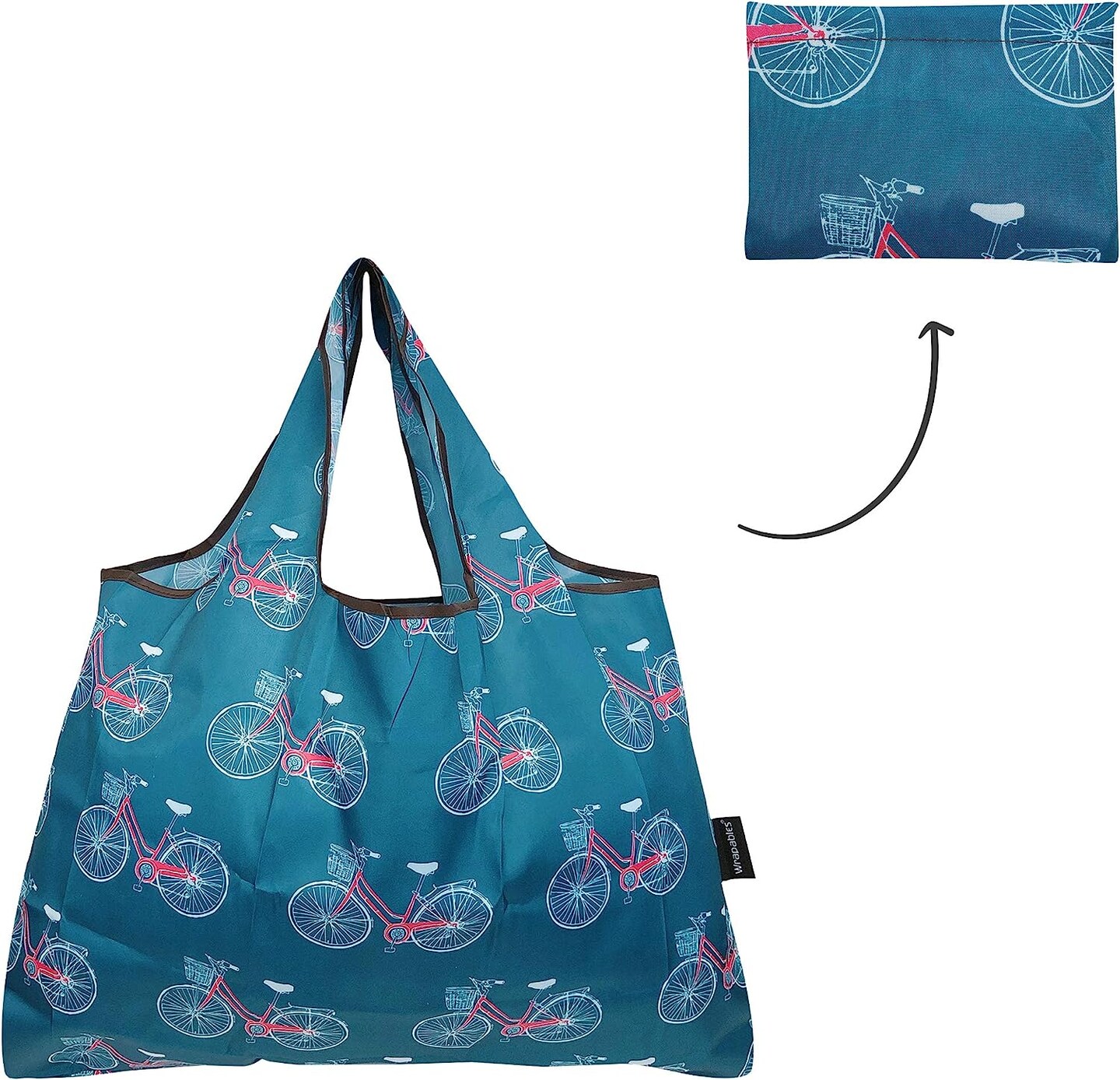 Wrapables Large Foldable Tote Nylon Reusable Grocery Bag, 3 Pack