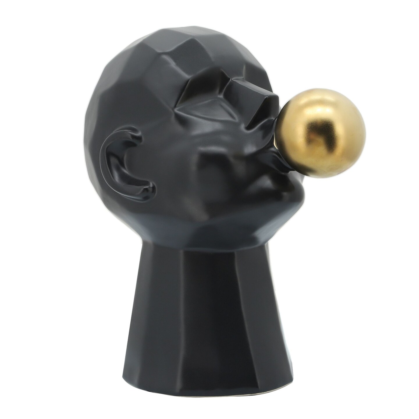 Kingston Living Ceramic Bubble Gum Man Tabletop Figurine - 12&#x22; - Black and Gold