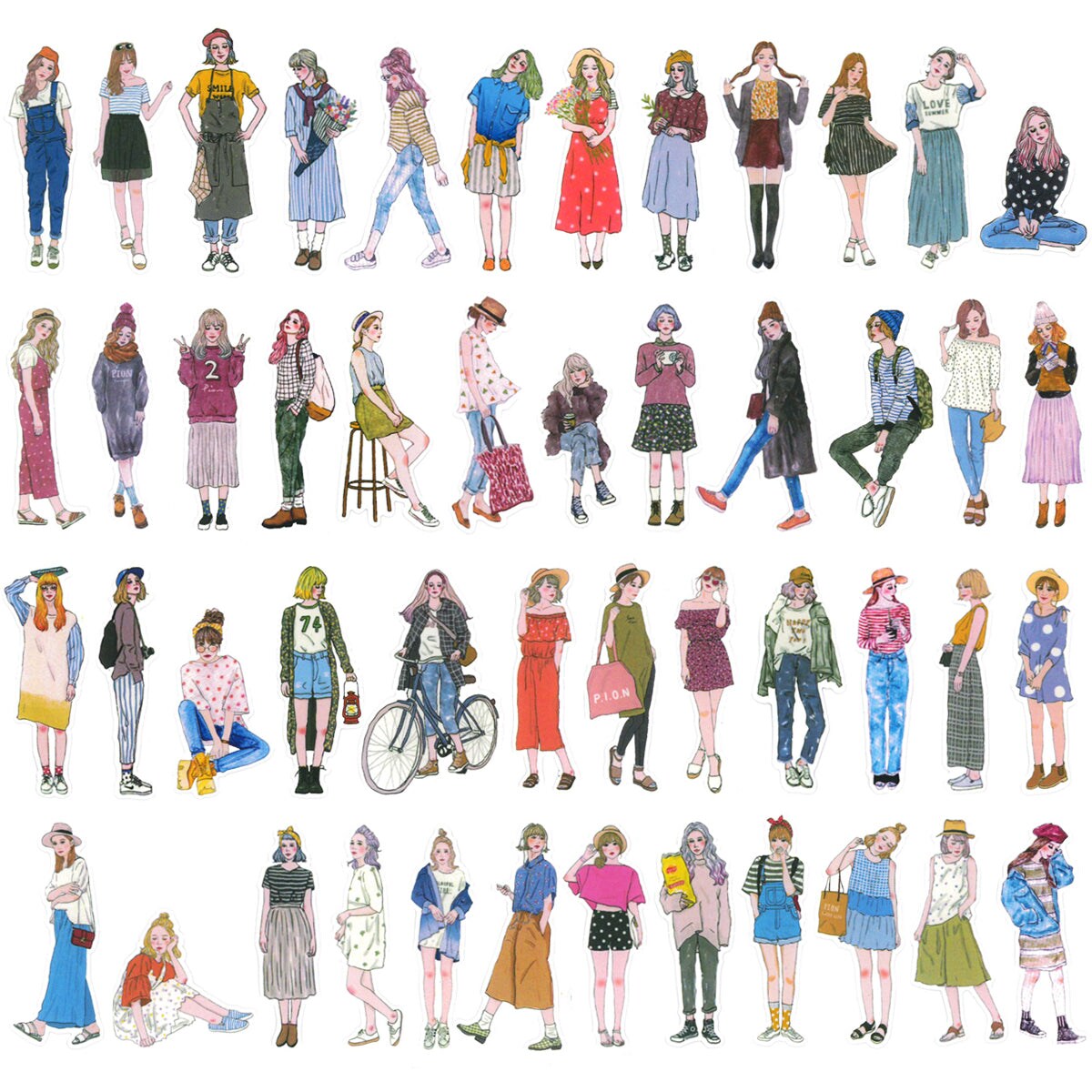 Wrapables Fashion Women People Vinyl Stickers for Scrapbooking