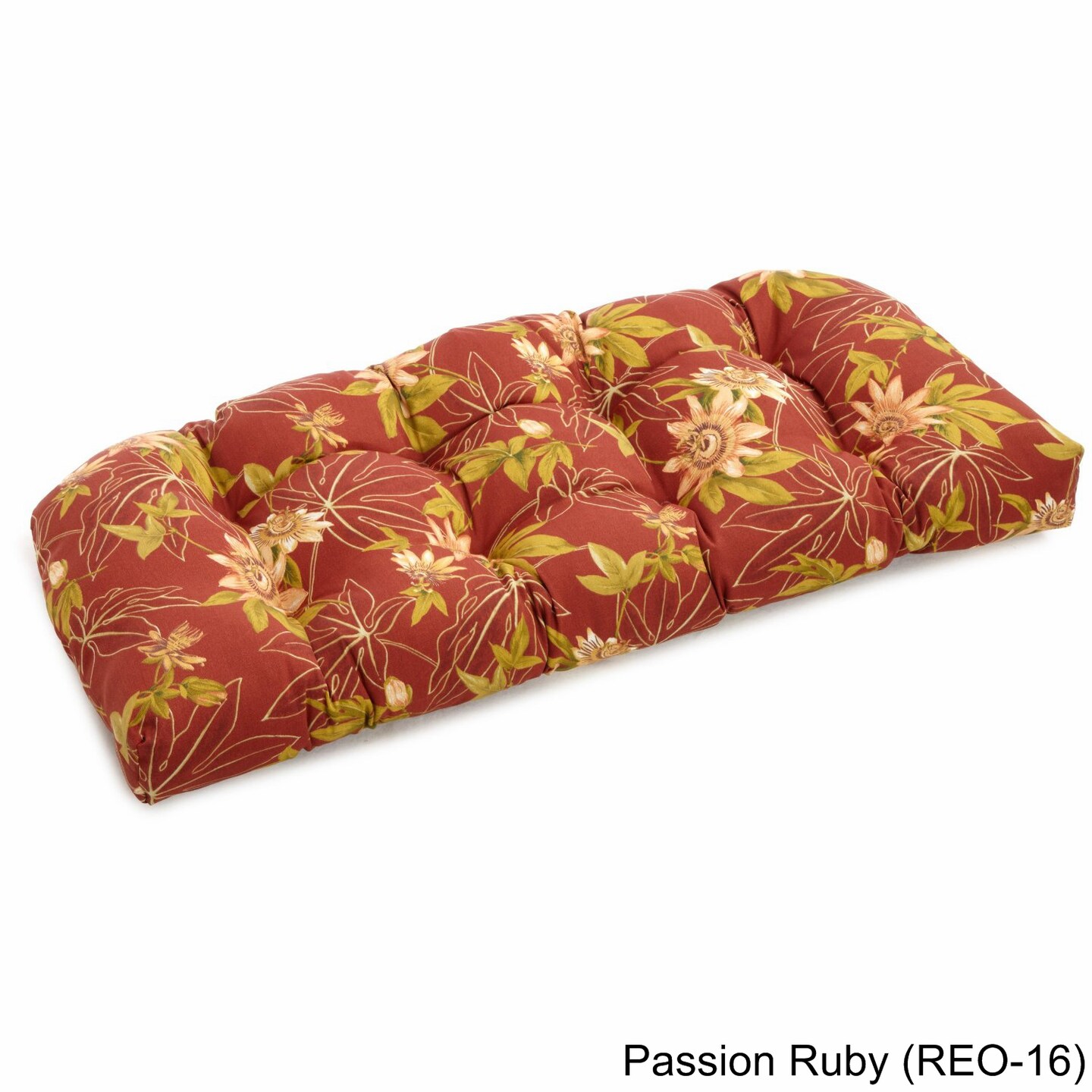 42-inch by 19-inch U-Shaped Solid Spun Polyester Tufted Settee/Bench Cushion - Passion Ruby