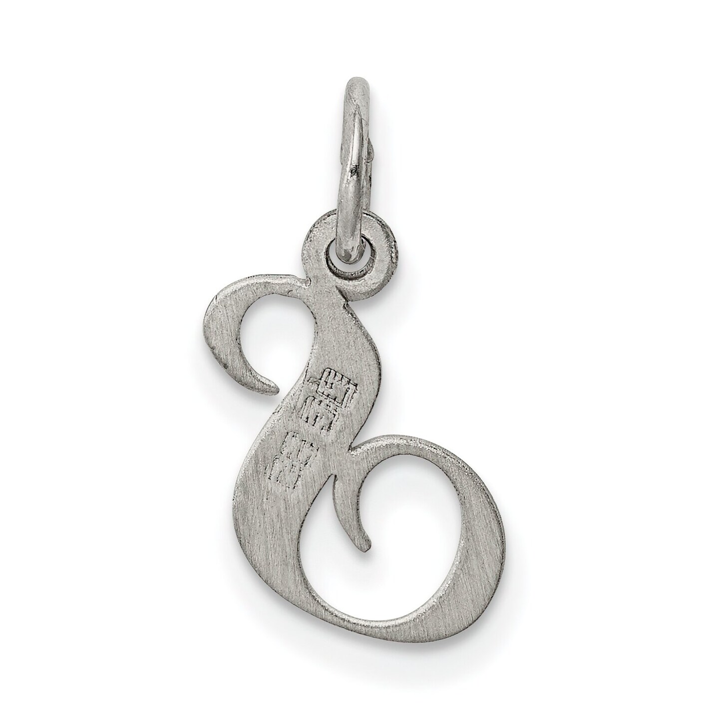 Sterling Silver Small Script Initial Letter S Charm Jewerly 16mm x 10mm