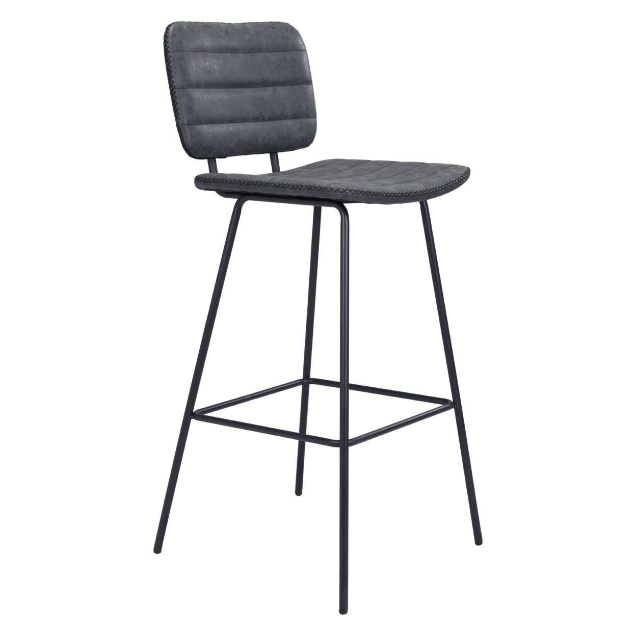 Boston Barstool Set Of 2 Vintage Black Faux Leather Counter Height Stool