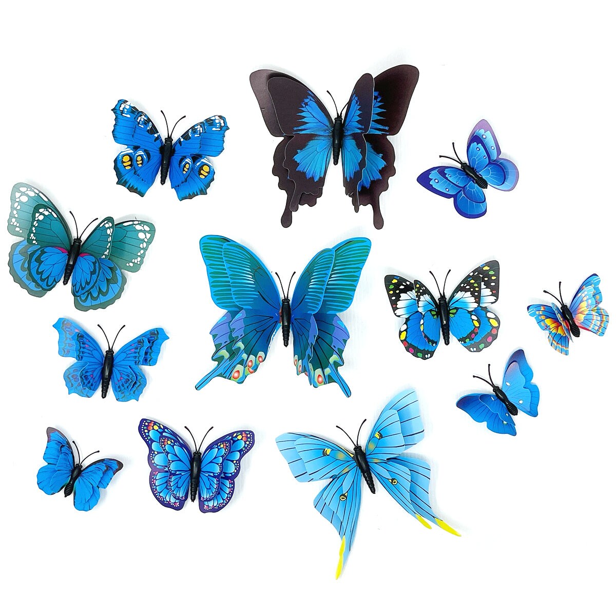 Wrapables 3D Double Wings Butterfly Decorative Wall Decor Stickers, Decals for Bedroom (24 pcs)