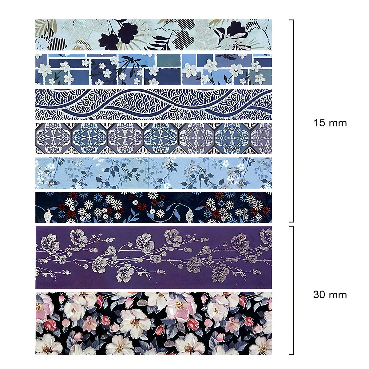 Wrapables Nature Metallic Foil Washi Tape Set for Scrapbooking, Stationery, Diary, Card Making