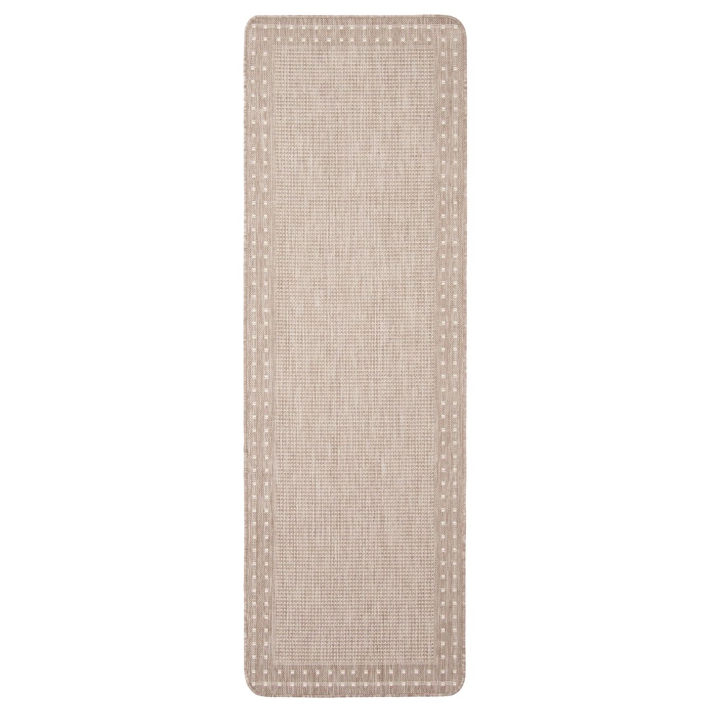 Chaudhary Living 2&#x27; x 6.5&#x27; Bordered Outdoor Area Throw Rug Runner - Taupe and Cream
