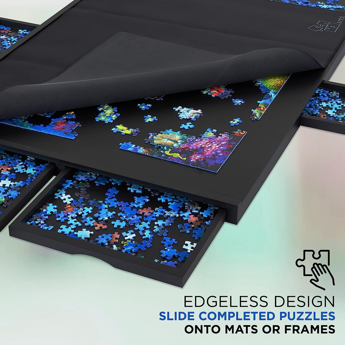 Jumbl 1500 Piece Puzzle Board, 27” x 35” Wooden Jigsaw Puzzle Table & Trays