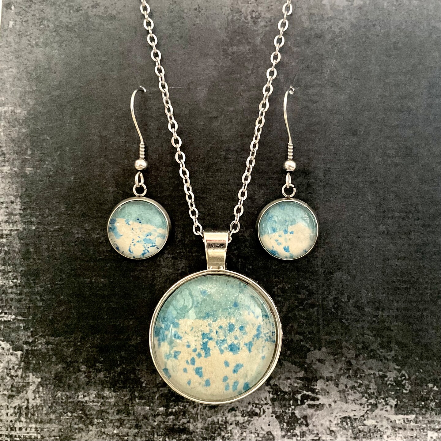 Turquoise Tones Glass Cabochon Jewelry Set MakerPlace by Michaels