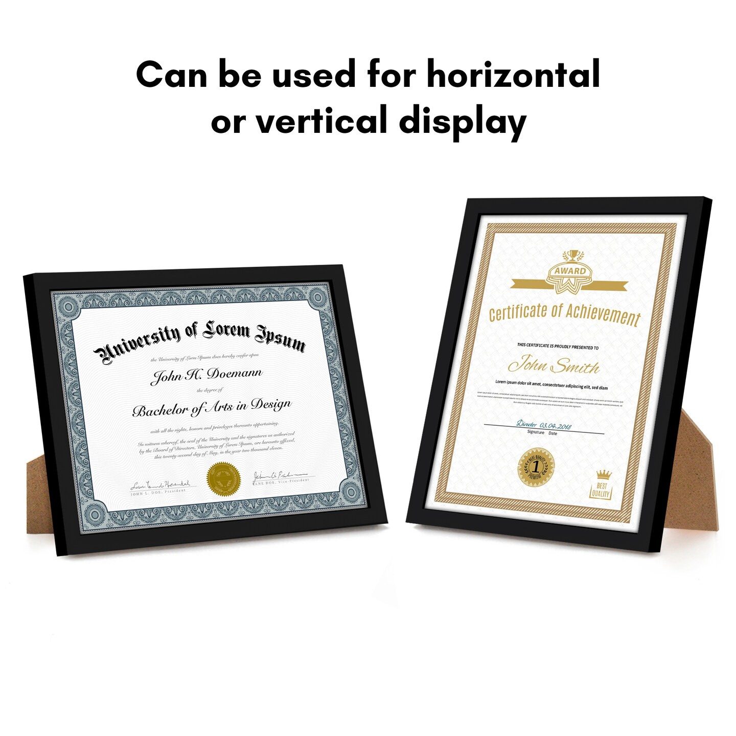 Americanflat 8.5x11 Thin Border Diploma Flame - Showcases Certificates and Diplomas - Document Picture Frame - Shatter Resistant Glass - Hanging Hardware and Easel for Table Display - Black