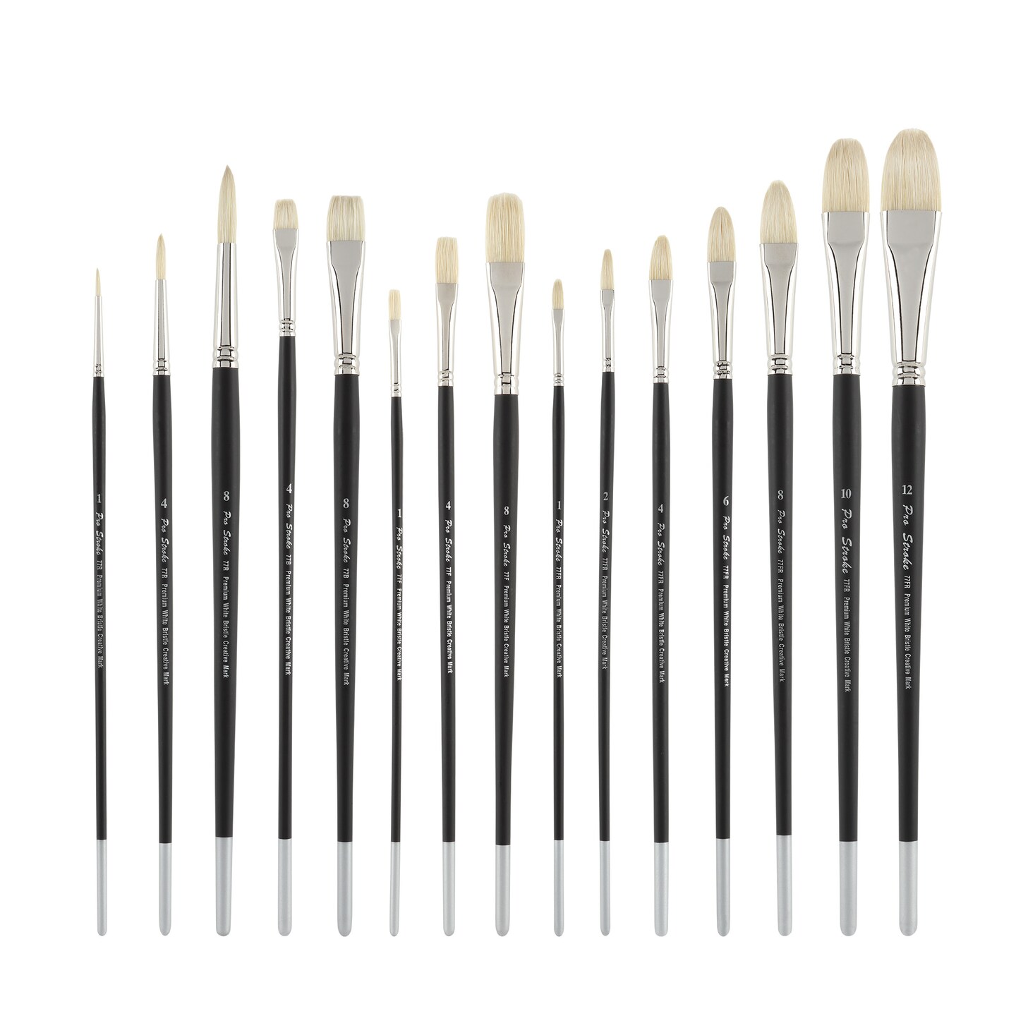 Creative Mark Pro Stroke Premium White Chungking Hog Bristle Artist Paint Brush - Multi Shape Sets - Natural Bristle Brush w/ Great Control Suitable for Oils, Watercolors, Acrylics, Alkyds, Caseins
