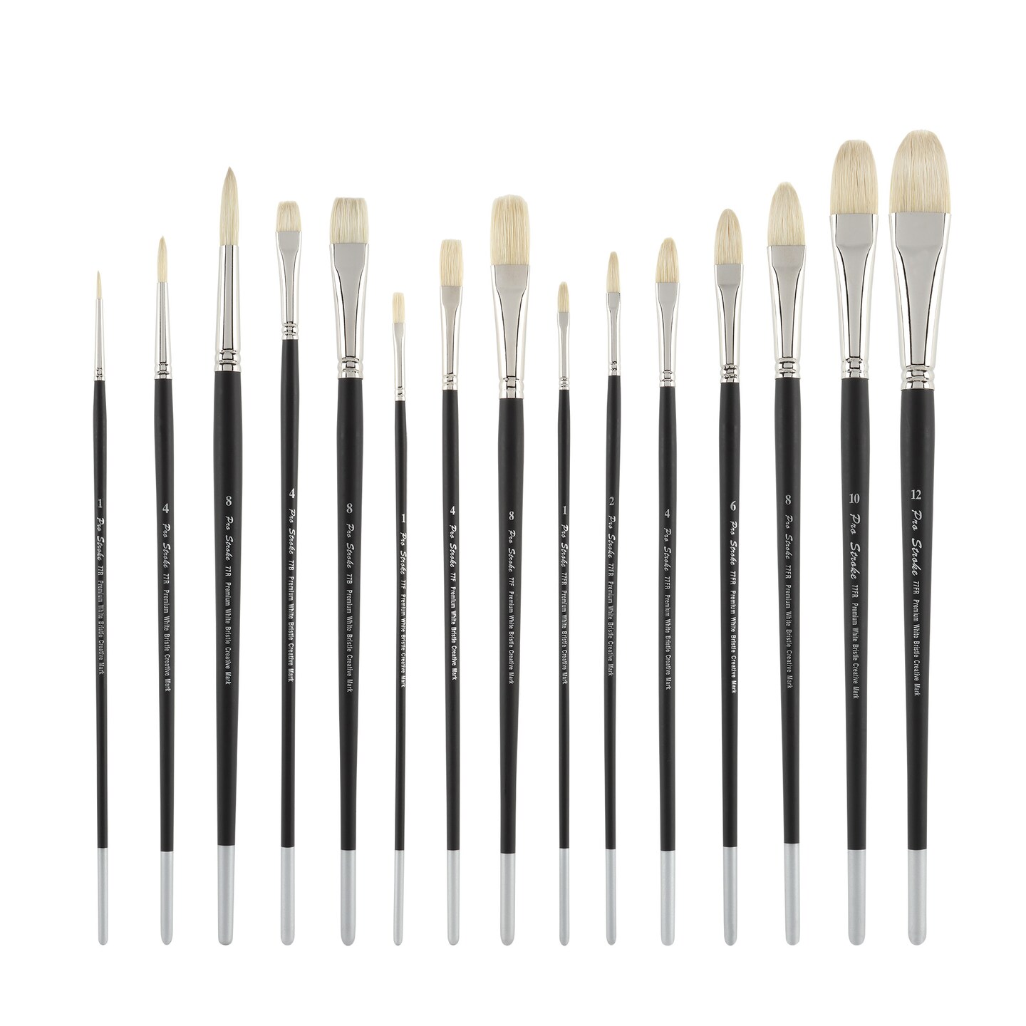 Creative Mark Pro Stroke Premium White Chungking Hog Bristle Artist Paint Brush - Multi Shape Sets  - Natural Bristle Brush w/ Great Control Suitable for Oils, Watercolors, Acrylics, Alkyds, Caseins