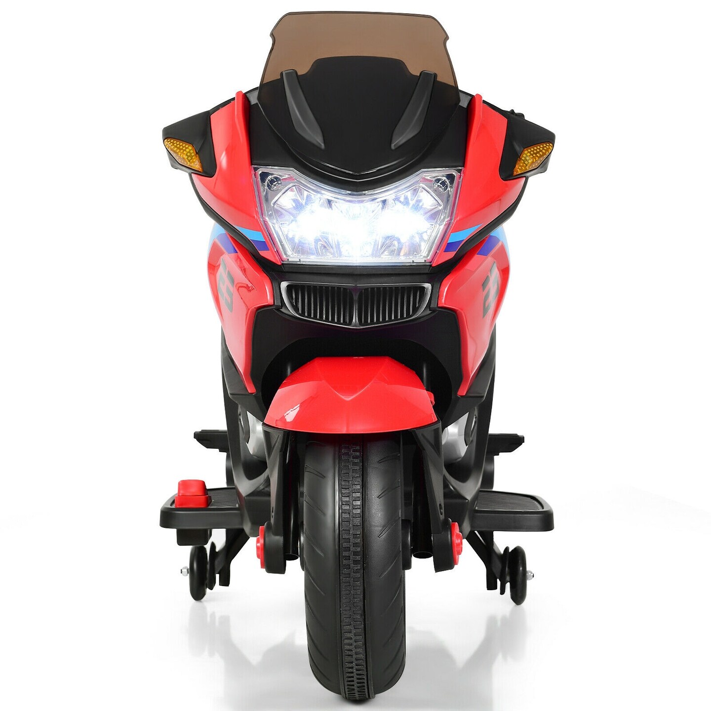 Iron Kids Ride-On Motorcycle with LED, Music and Training Wheels