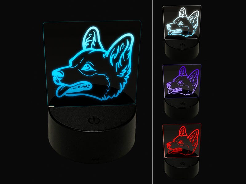Pembroke Welsh Corgi Head Dog 3D Illusion LED Night Light Sign Nightstand Desk Lamp