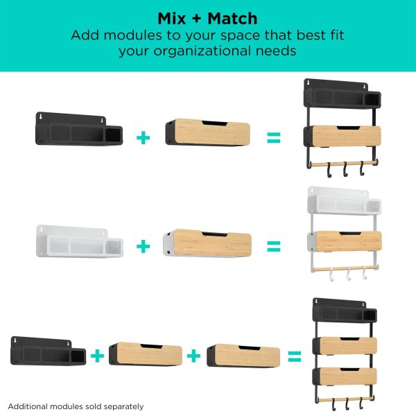 BLACK+DECKER Hanging Rack System - Shelf With Door W/Brackets, Black (BDSTKT282BK)