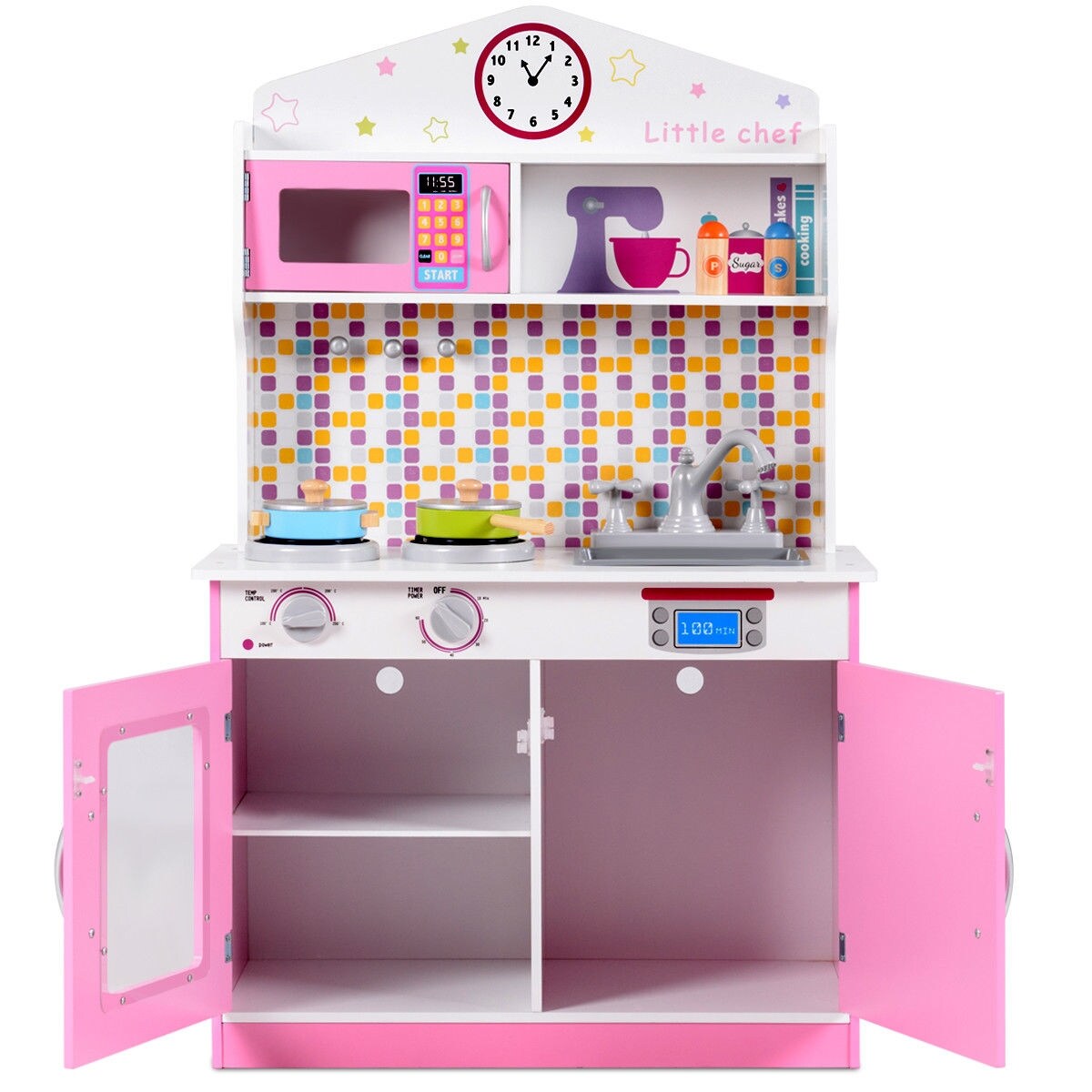 Kids Wooden Pretend Kitchen Cooking Playset Ideal Gift for Birthdays or Any Special Occasion