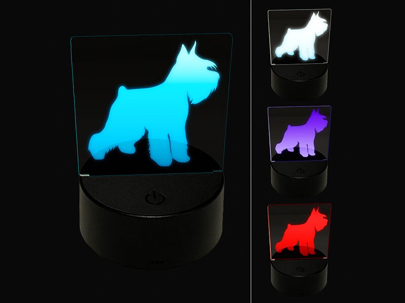 Miniature Schnauzer Dog Solid 3D Illusion LED Night Light Sign Nightstand Desk Lamp