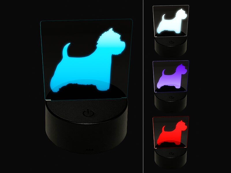 Westie West Highland White Terrier Dog Solid 3D Illusion LED Night Light Sign Nightstand Desk Lamp