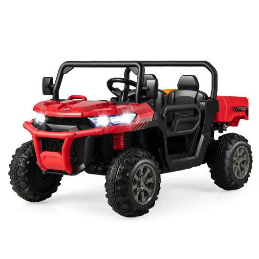 Steel 2-Seater Kids Dump Truck with Remote, Shovel and Off-Road Performance