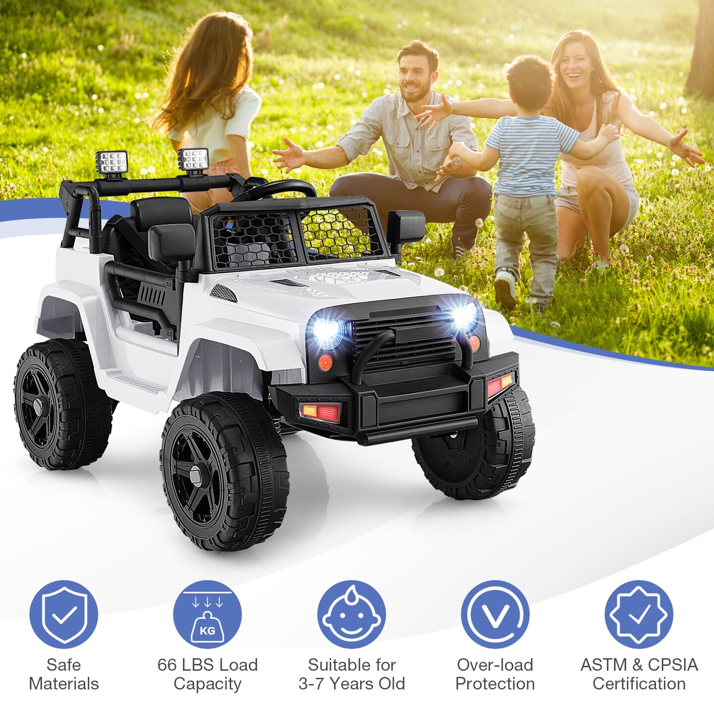 12V Kids Ride On Truck with Remote Control and Headlights