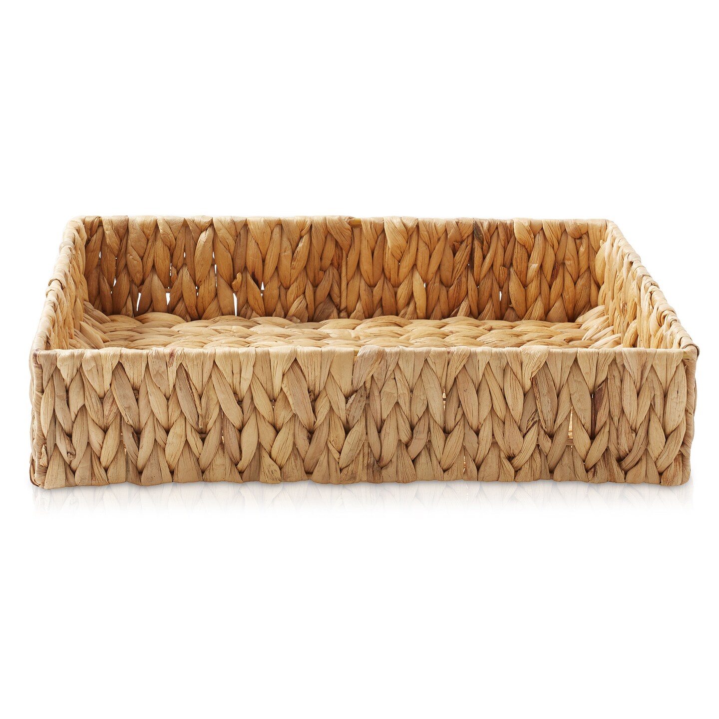 Casafield Set of 2 Bathroom Storage Baskets, Seagrass - Water Hyacinth, Woven Toilet Tank Topper Bins for Organizing Tissues, Toilet Paper, Toiletries, Shelves