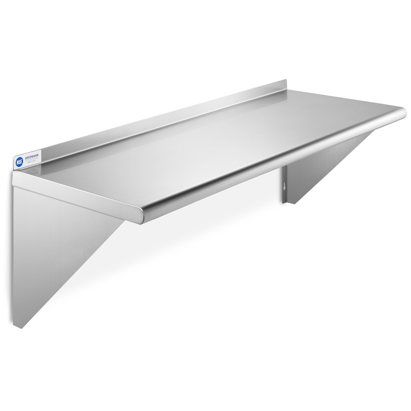 GRIDMANN NSF Stainless Steel 12" Deep Kitchen Wall Mount Shelves for Commercial Restaurant Bar w/ Backsplash