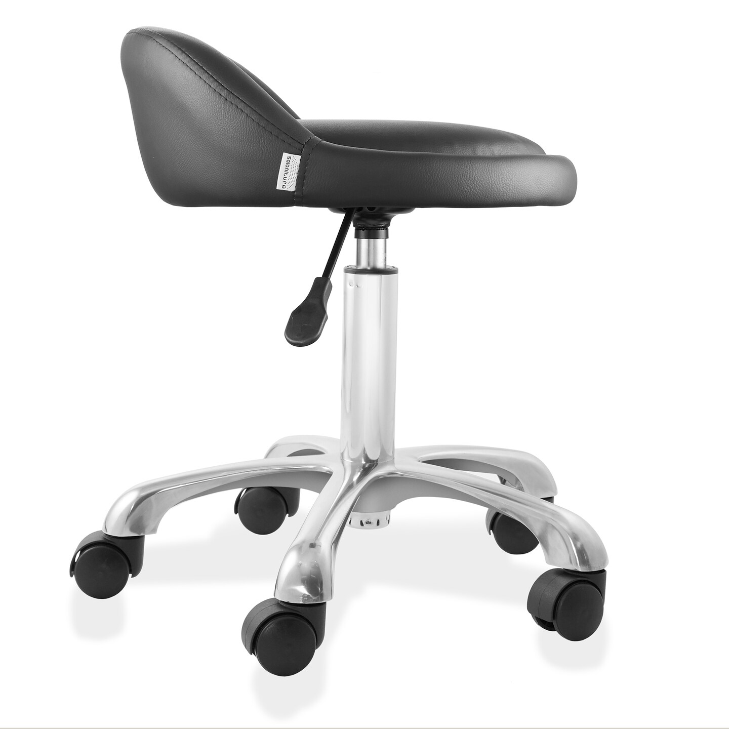 Saloniture Rolling Hydraulic Salon Stool with Low Backrest - Adjustable Swivel Chair for Spa, Shop, Salon, Massage, or Medical Office