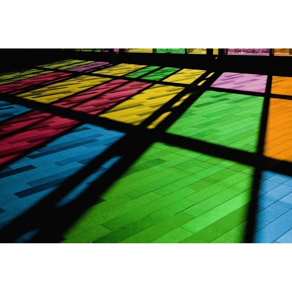 Colorful Windows; Reflection Of Stained Glass Window On The Floor Poster Print By David Chapman / Design Pics