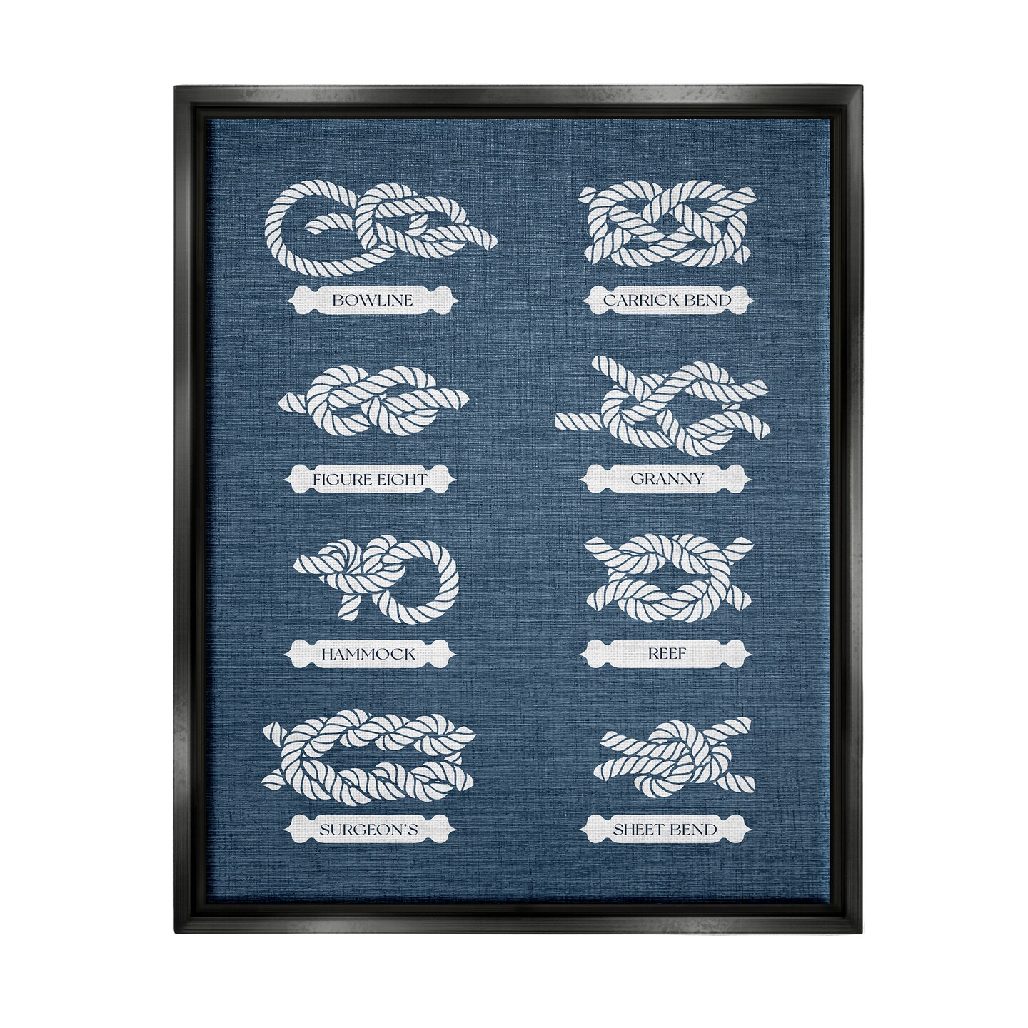 Stupell Industries Maritime Rope Knots Black Framed Floater Canvas Wall Art