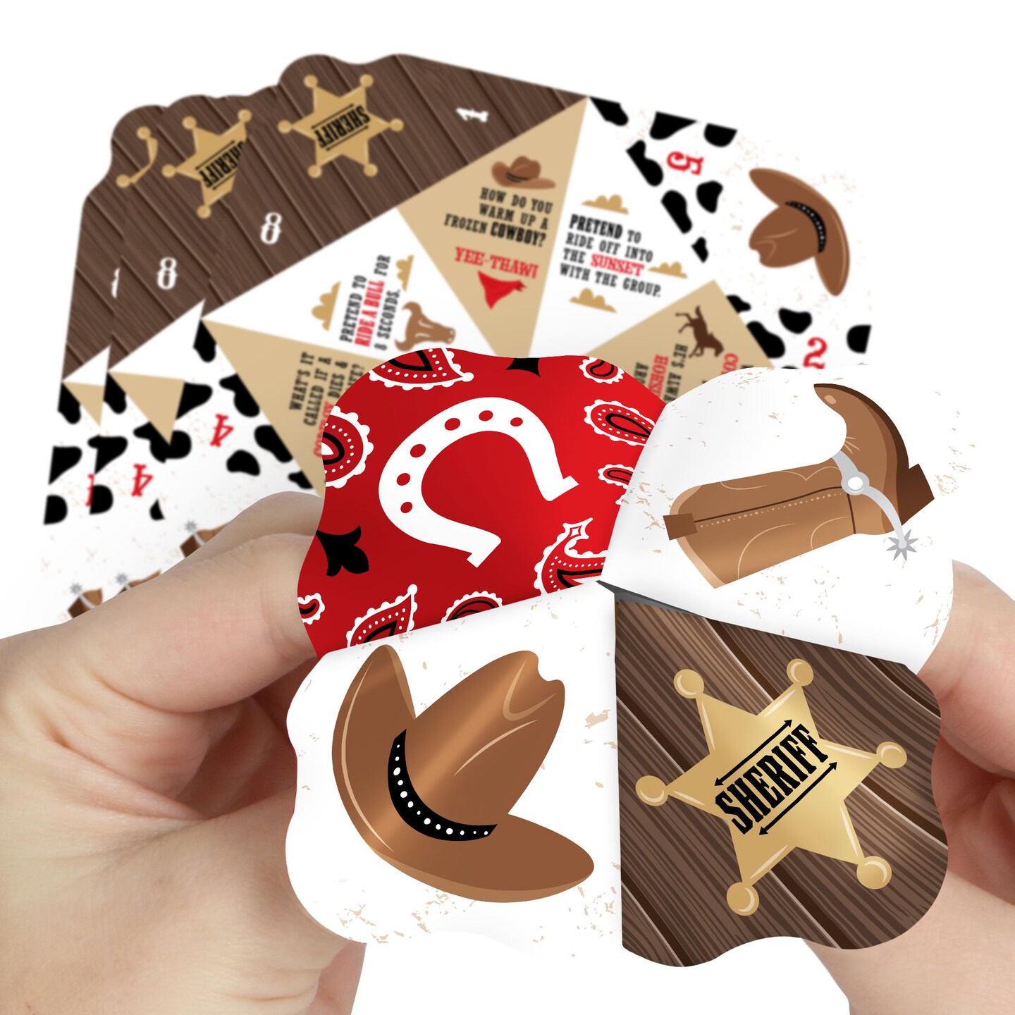 Big Dot of Happiness Western Hoedown - Wild West Cowboy Party Cootie Catcher Game - Jokes and Dares Fortune Tellers - Set of 12