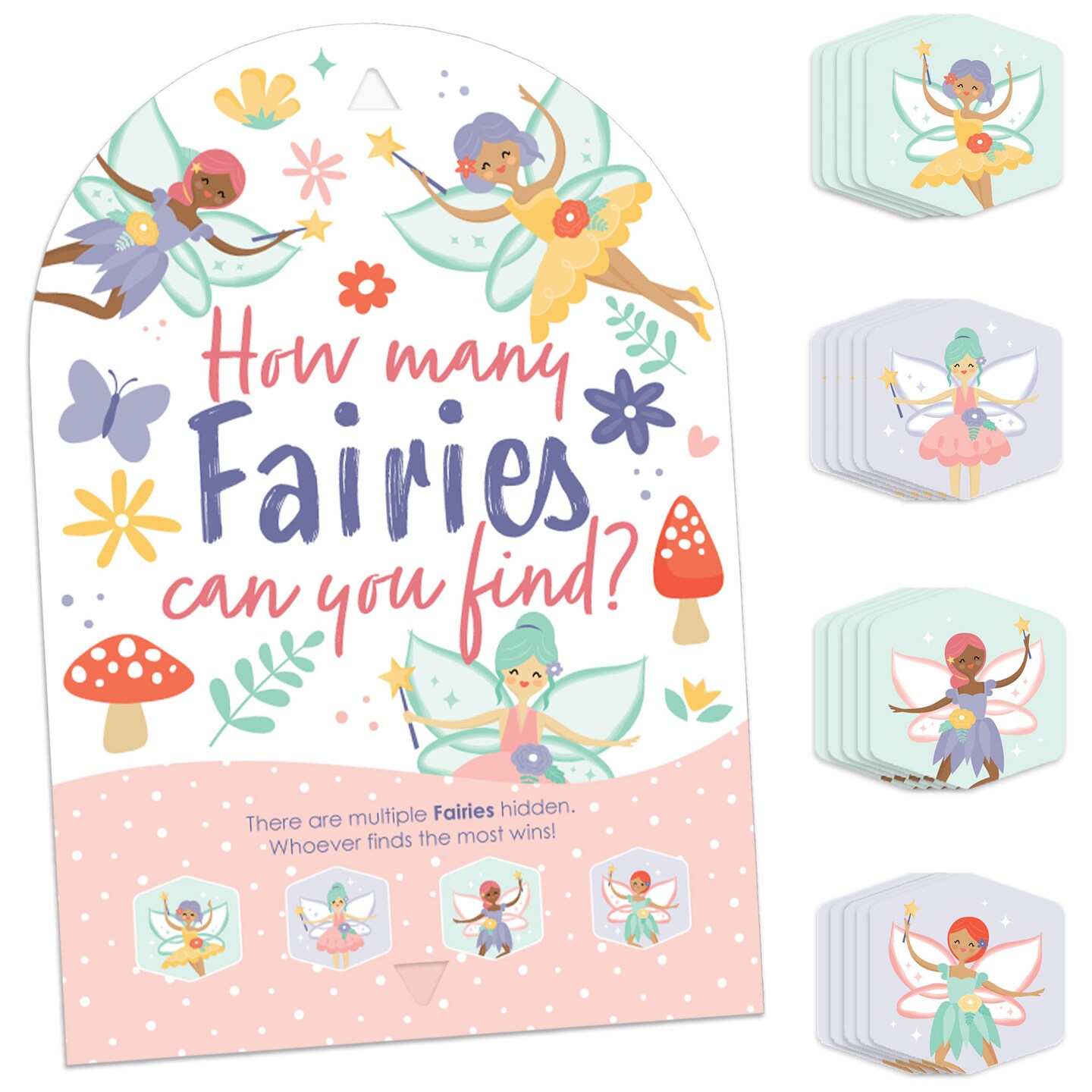 Big Dot of Happiness Let&#x27;s Be Fairies - Fairy Garden Birthday Party Scavenger Hunt - 1 Stand and 48 Game Pieces - Hide and Find Game