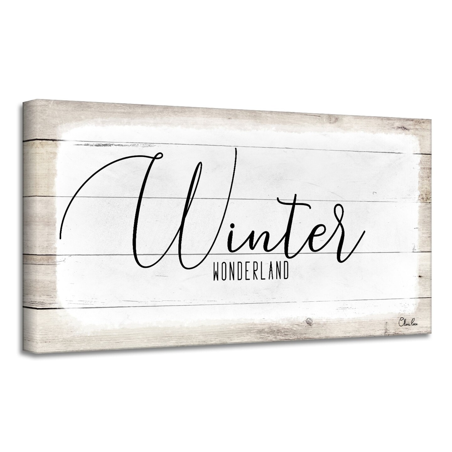 Crafted Creations Beige and White &#x27;Winter Wonderland&#x27; Christmas Canvas Wall Art Decor 18&#x22; x 36&#x22;