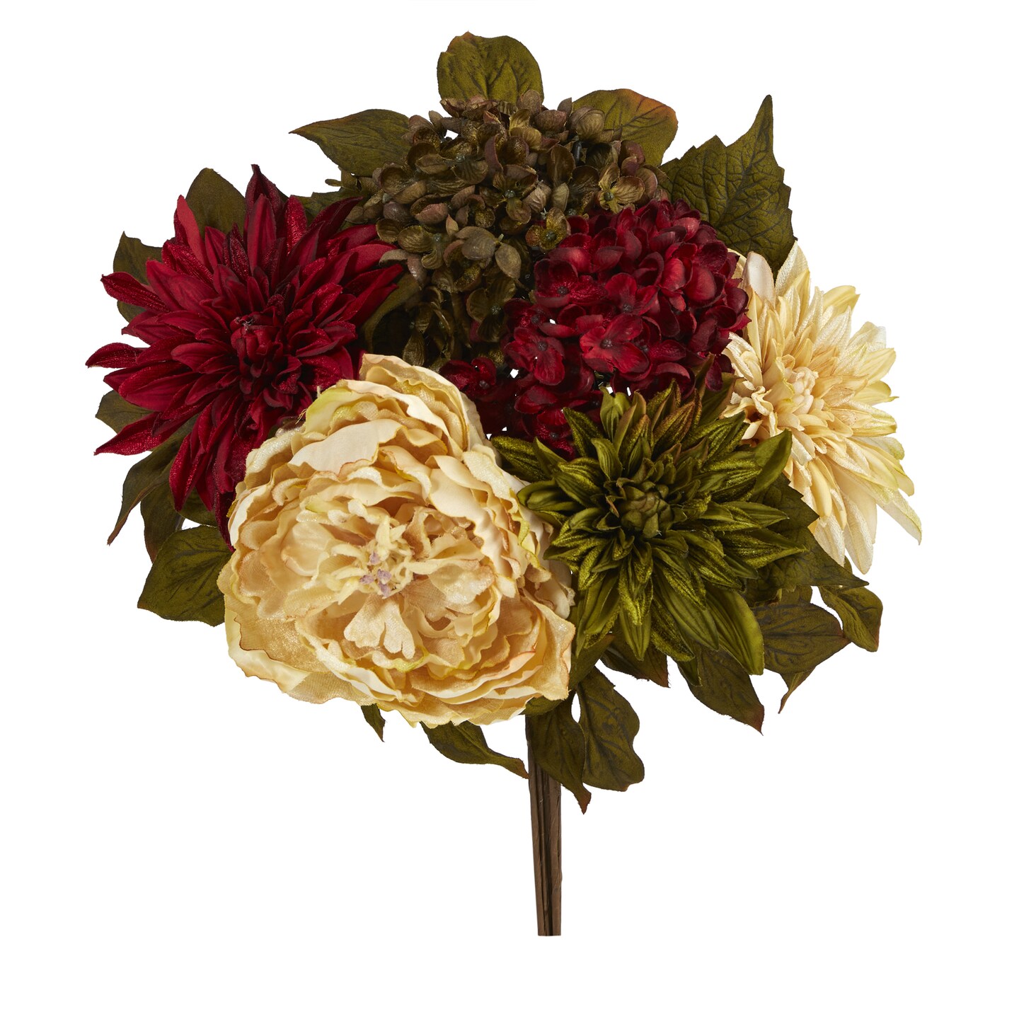 Nearly Natural Set of 2 Peony and Hydrangea with Dahlia Artificial Flower Bouquet 16&#x22;