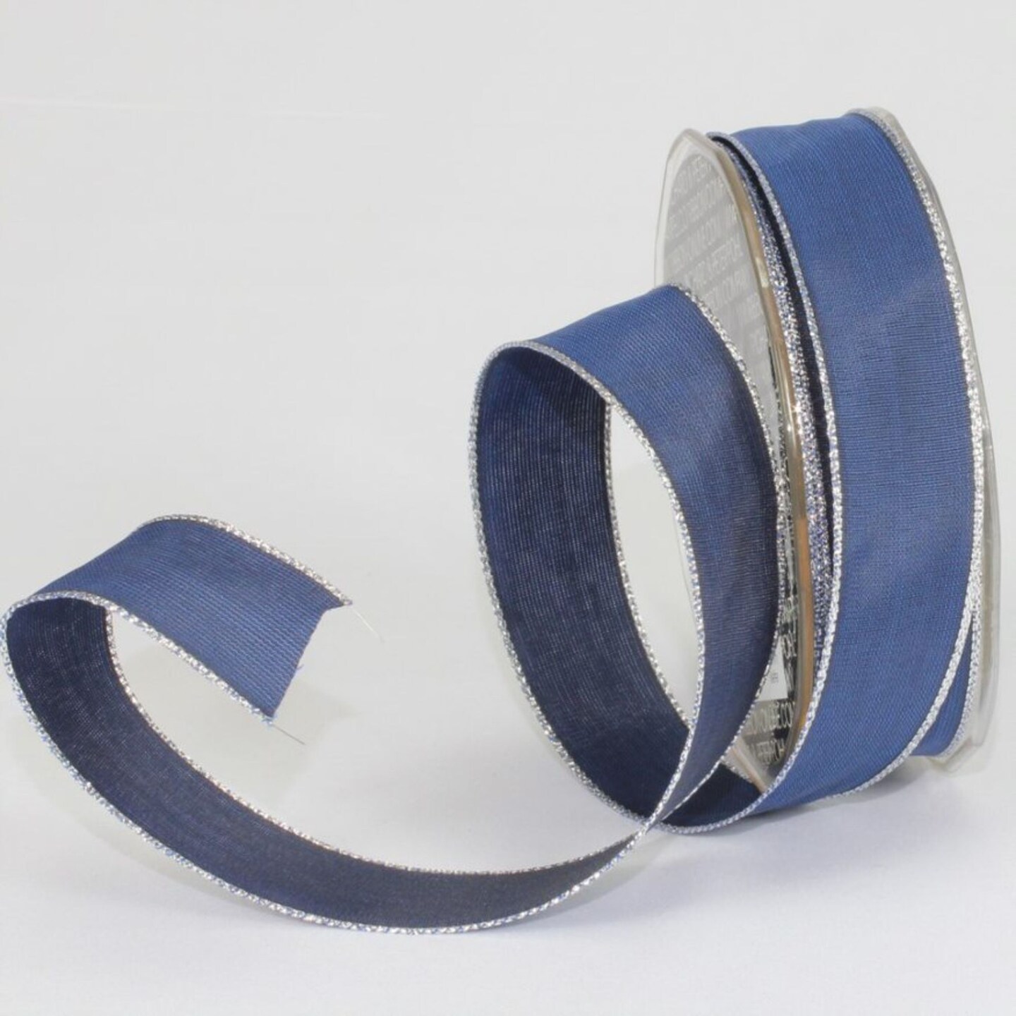 The Ribbon People Navy Blue and Silver Solid Wired Craft Ribbon 1&#x22; x 54 Yards