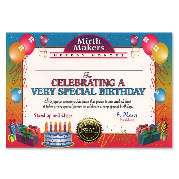 Beistle Pack of 6 &#x27;&#x27;Very Special Birthday&#x27;&#x27; Certificates 5&#x27;&#x27; x 7&#x27;&#x27;