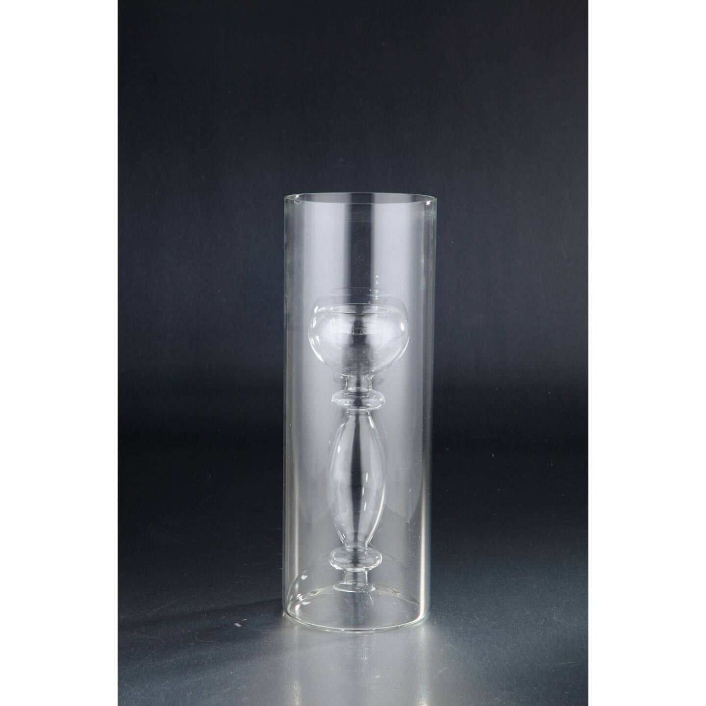 CC Home Furnishings 14" Clear Classic Style Hand Blown Glass Candle Holder